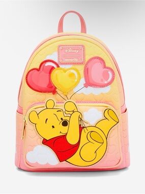 New Loungefly Disney Winnie the Pooh Heart Balloon Pooh Bear Mini Backpack
